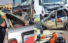 تصادف پراید با اسکانیا