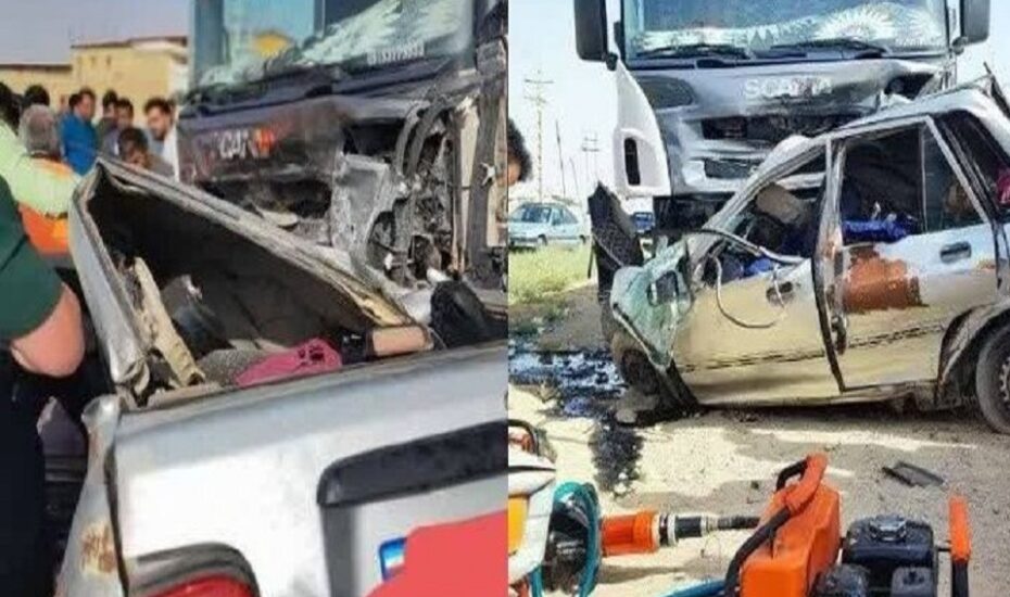 تصادف پراید با اسکانیا