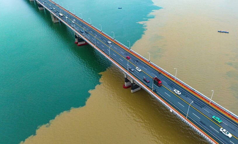 نمایی هوایی از رودخانه هان چین 