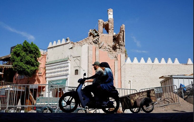 مسجدی صدمه دیده از زلزله اخیر مراکش