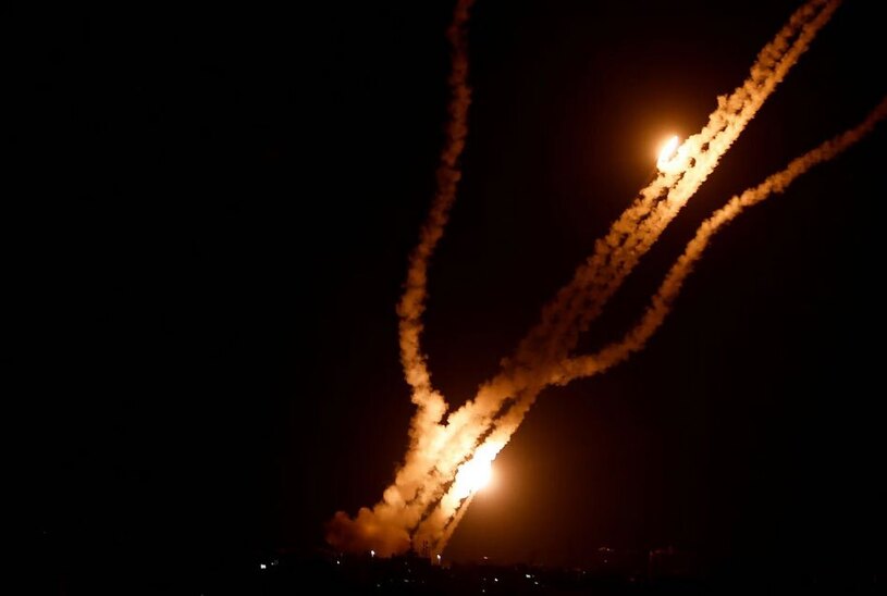 راکت های شلیکی از سمت نوار غزه به سمت شهرهای اسراییل