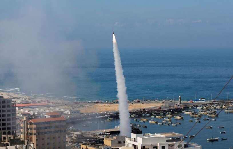 راکت های شلیکی از سمت نوار غزه به سمت شهرهای اسراییل