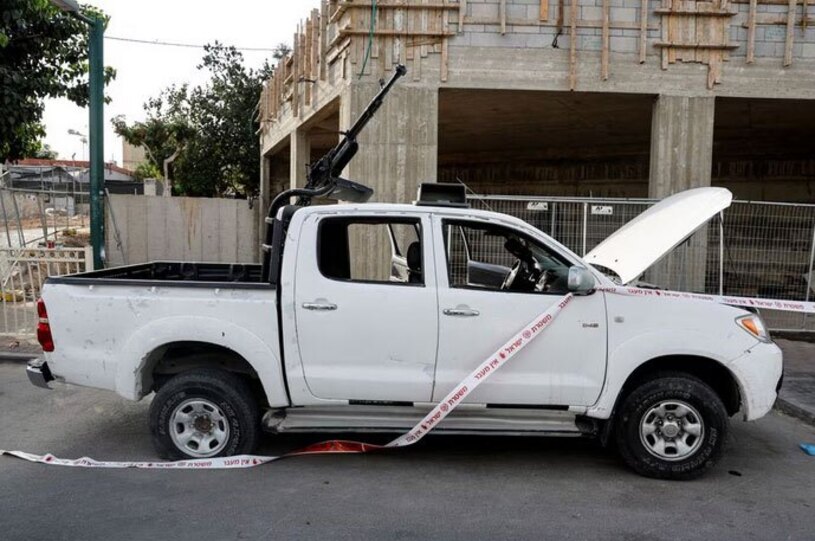 خودرو وانت نیروهای حماس در شهر سدیروت اسراییل