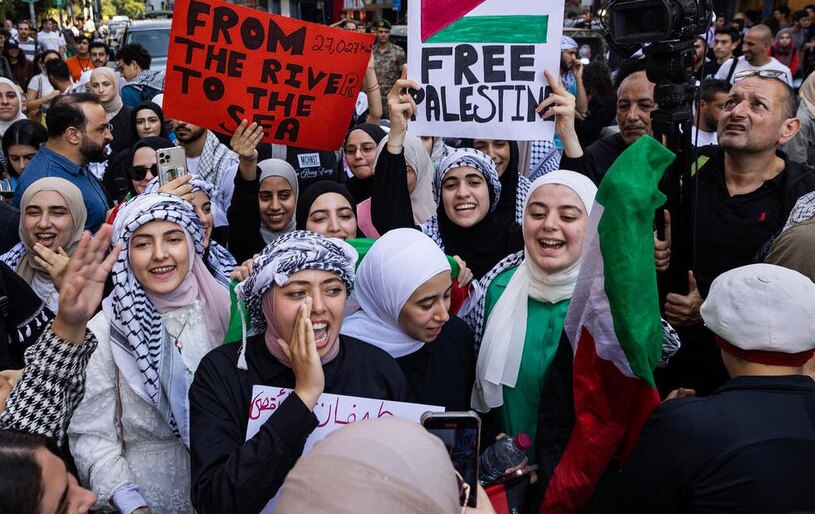 تظاهرات همبستگی با فلسطین در شهر بیروت