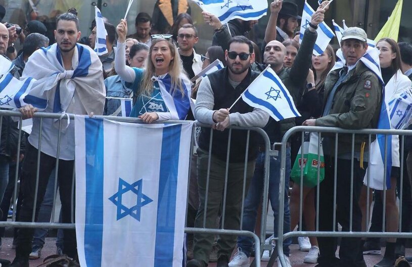 گردهمایی حامیان اسراییل در میدان تایمز نیویورک