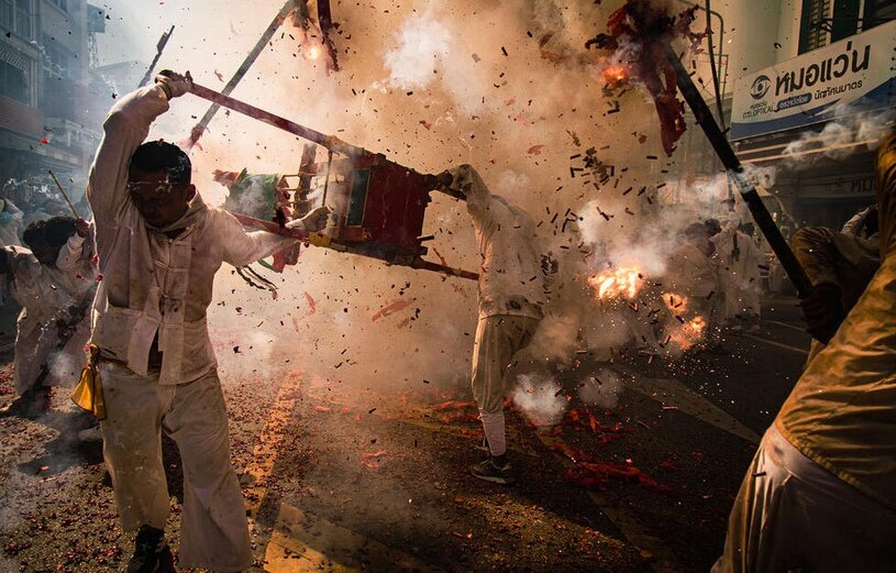 آتش و ترقه بازی در جشنواره سالانه گیاهخواری 