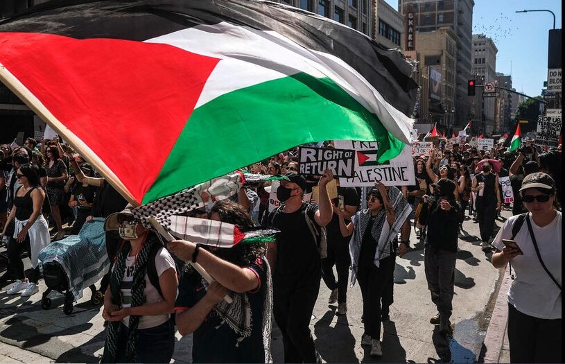 دیدنی های امروز؛ از ورود محدود کمک های بشردوستانه به غزه تا تظاهرات جهانی در حمایت از فلسطین تظاهرات در حمایت از فلسطین در شهر لس آنجلس