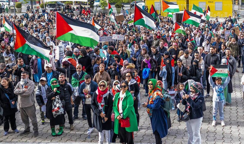 دیدنی های امروز؛ از ورود محدود کمک های بشردوستانه به غزه تا تظاهرات جهانی در حمایت از فلسطین تظاهرات حمایت از فلسطین لوزان