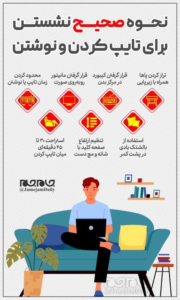نحوه صحیح نشستن برای تایپ و نوشتن