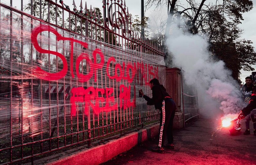 راهپیمایی حامیان فلسطین در میلان ایتالیا