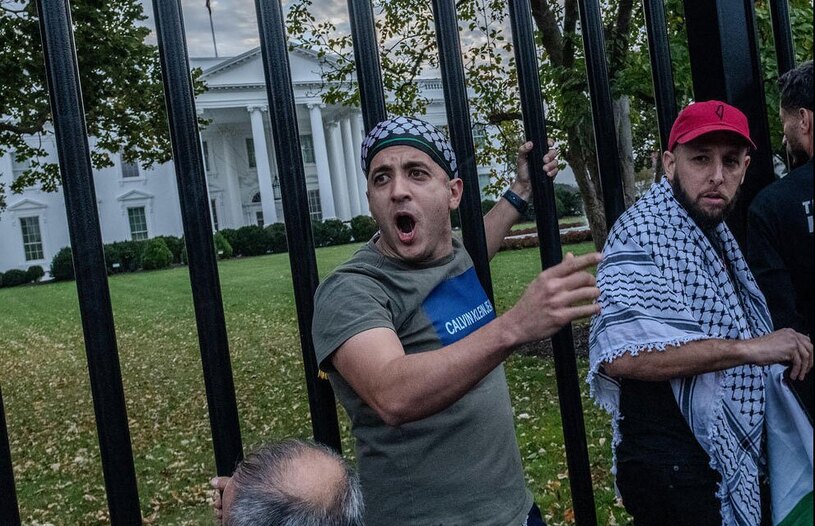 حامیان فلسطین در مقابل کاخ سفید