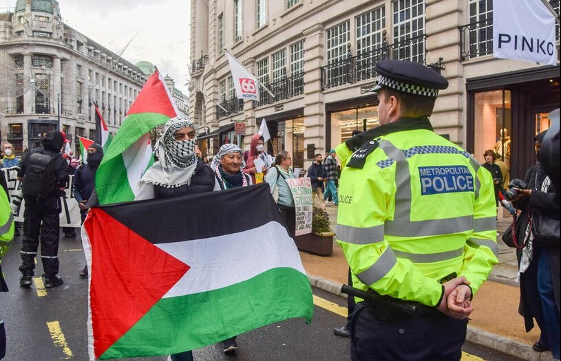 دستگیری معترضان  تظاهرات بزرگ حامیان فلسطین  لندن