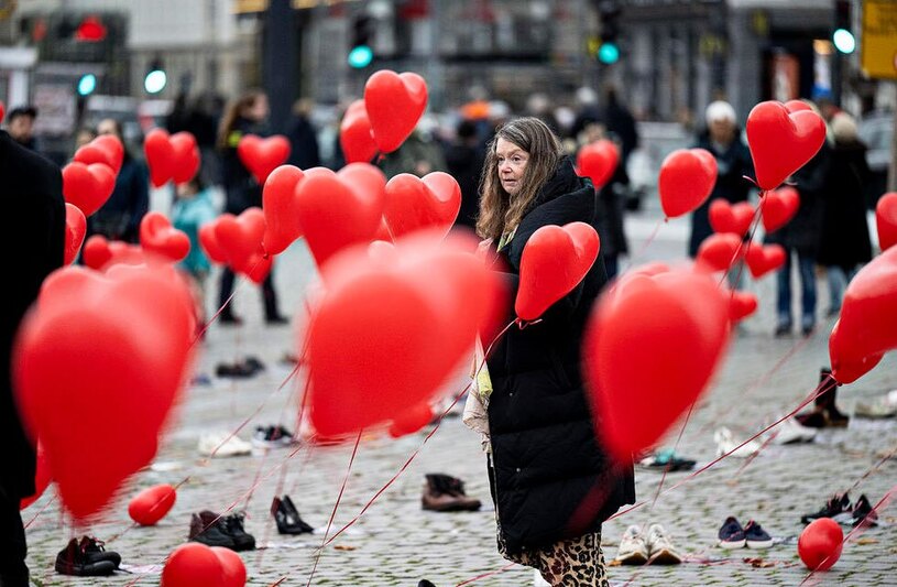 تجمع گروهی از طرفداران اسراییل در میدانی در شهر کپنهاگ