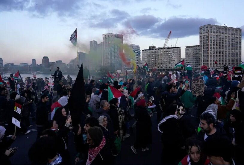 تظاهرات بیش از نیم میلیون نفری حامیان فلسطین در شهر لندن