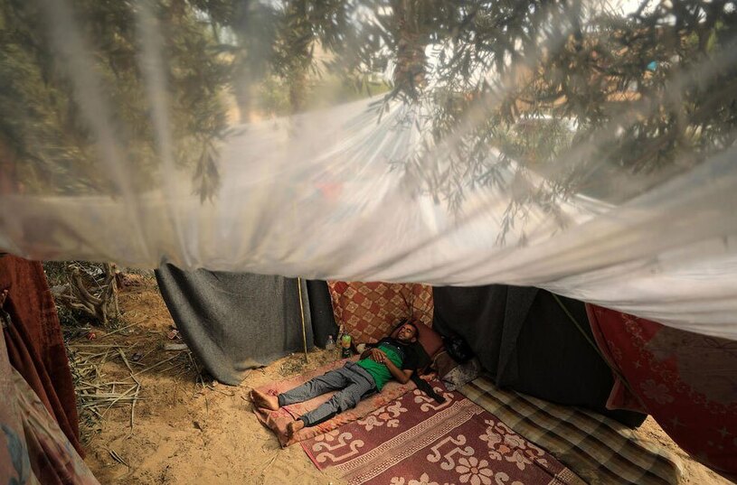 محل زندگی یک خانواده آواره جنگی در شهر خان یونس