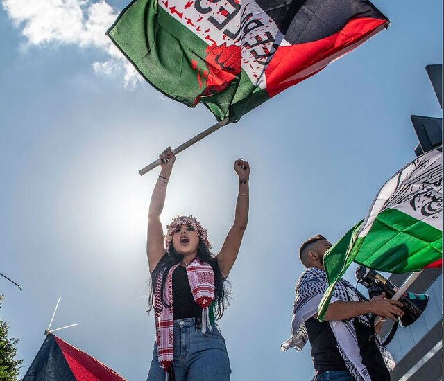 تظاهرات حامیان فلسطین در شهر لس آنجلس