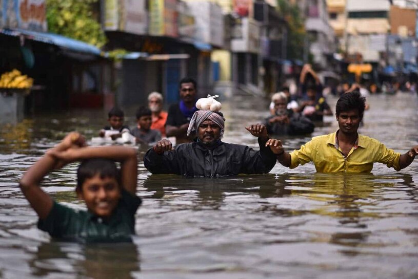 سیل در چنای هند