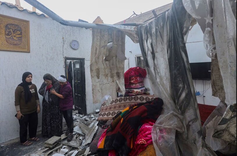 ویرانه های ناشی از حملات هوایی و توپخانه ای اسراییل به شهر خان یونس