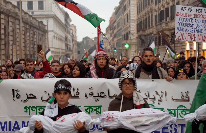 دیدنی های امروز؛ کریسمس خونین 2023 تظاهرات حامیان فلسطین در شهر رم