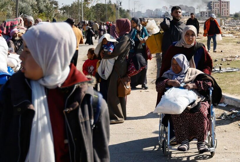 کوچ فلسطینی های ساکن غزه از منطقه جنگی خان یونس