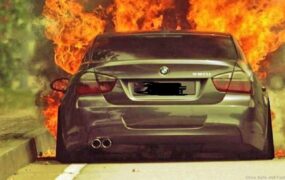 آتش‌سوزی BMW در محدوده اتوبان صدر تهران