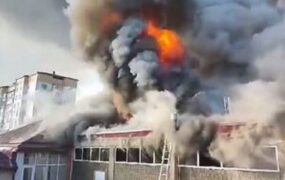 آتش سوزی در مرکز خرید داغستان روسیه