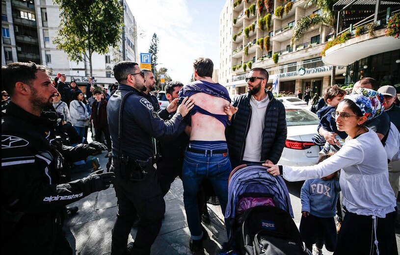 درگیری پلیس اسراییل با تجمع فعالان ضدجنگ 