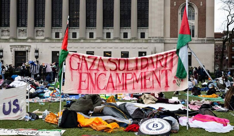 کمپ اعتراضی دانشجویان دانشگاه کلمبیا آمریکا در شهر نیویورک 