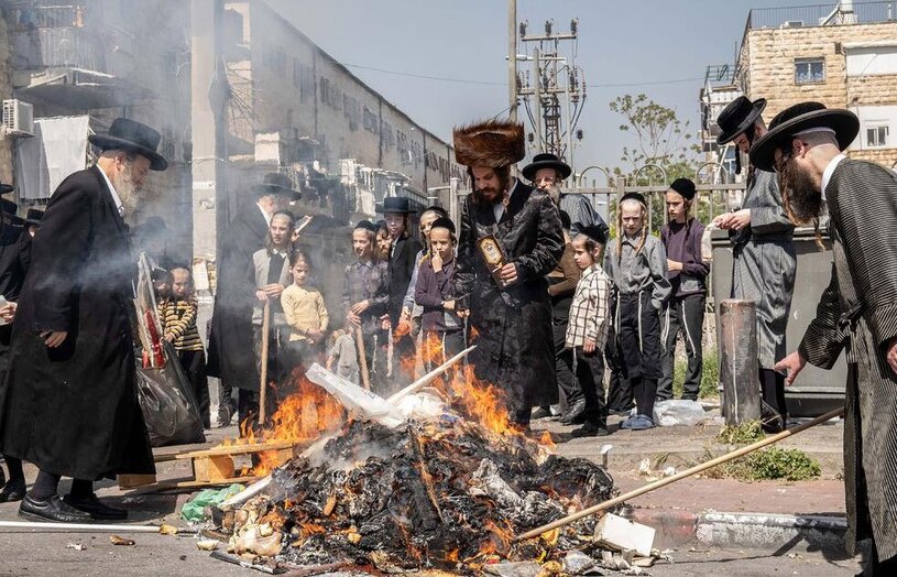 یهودیان افراطی در حال اجرای مراسم های آیینی "عید فصح" در شهر قدس