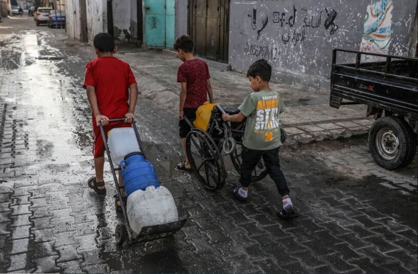 کودکان فلسطینی در شهر رفح در جنوب نوار غزه