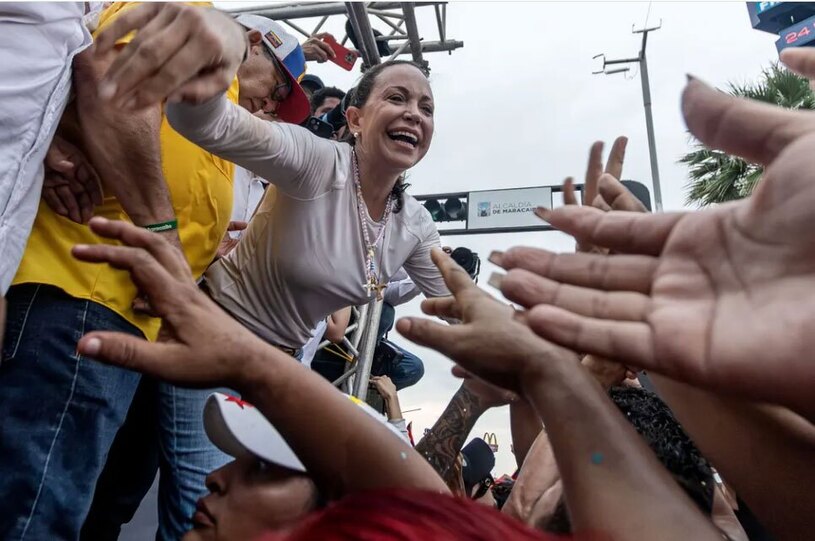 رهبر اپوزیسیون ونزوئلا در یک رویداد تبلیغاتی