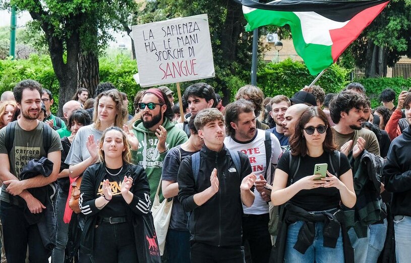 گردهمایی دانشجویان حامی فلسطین در شهر روم