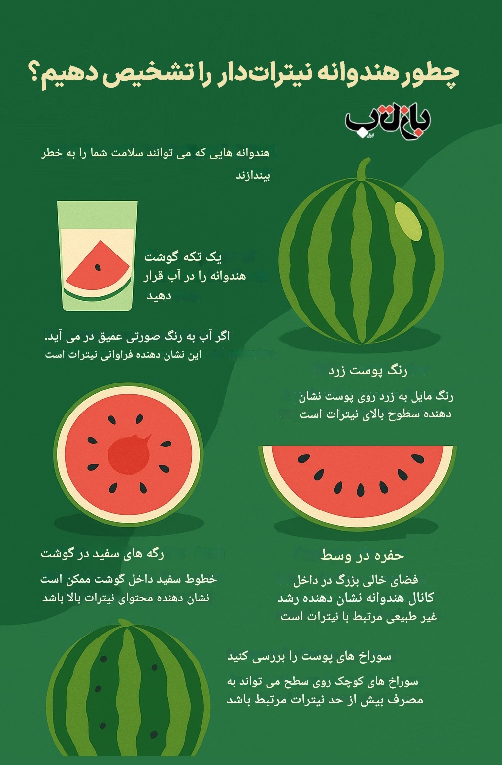 اینفوگرافی تشخیص هندوانه نیترات دار