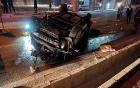 تصادف شدید خودروی سمند در اتوبان یادگار