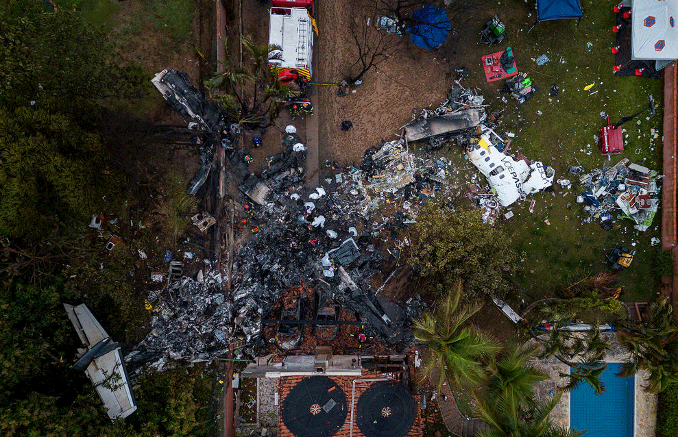 محل سقوط هواپیمای مسافربری با 62 کشته در برزیل