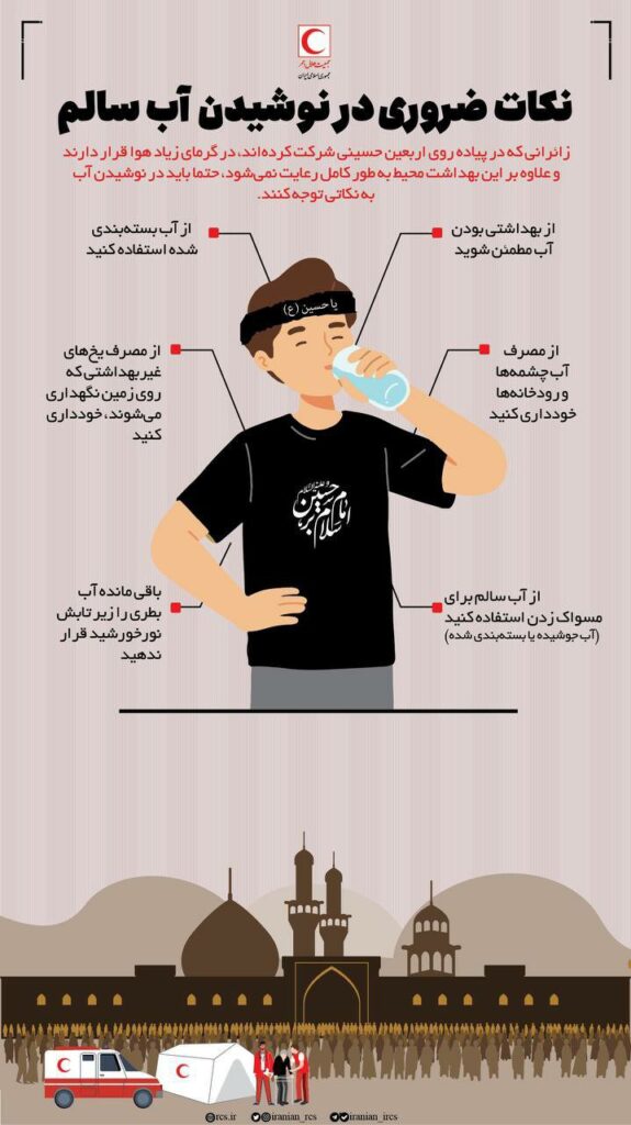مصرف آب نوشیدنی پیاده‌روی اربعین