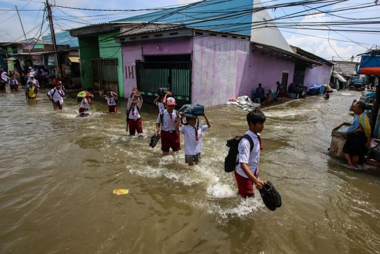 سیل در شهر جاکارتا اندونزی