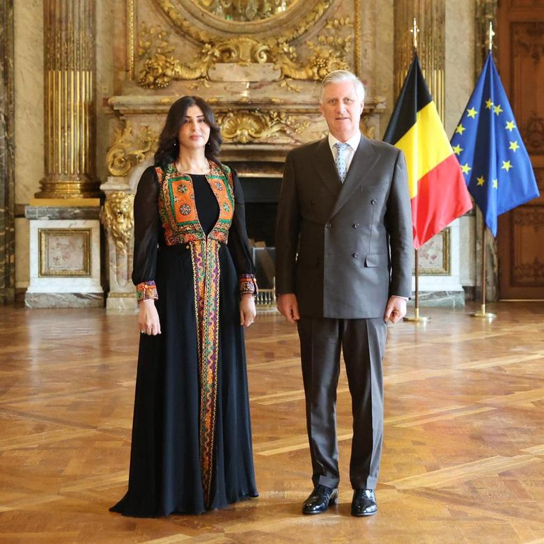 دیدار خانم "امل جادور" اولین سفیر فلسطین با پادشاه بلژیک 