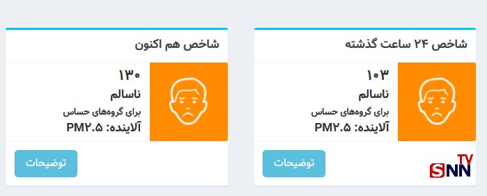 هوای تهران ناسالم