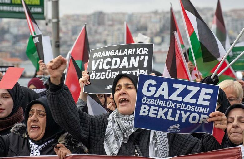 تظاهرات حامیان فلسطین در شهر استانبول