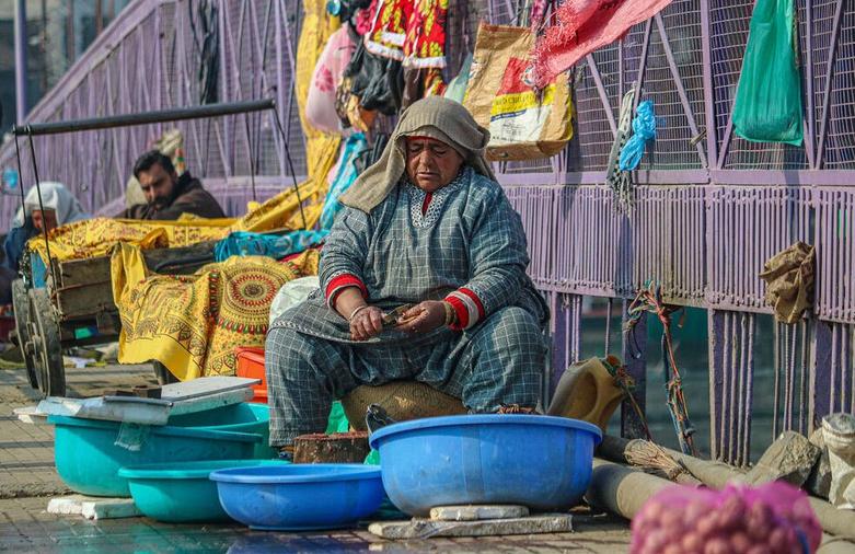 بازار ماهی فروشان در کشمیر