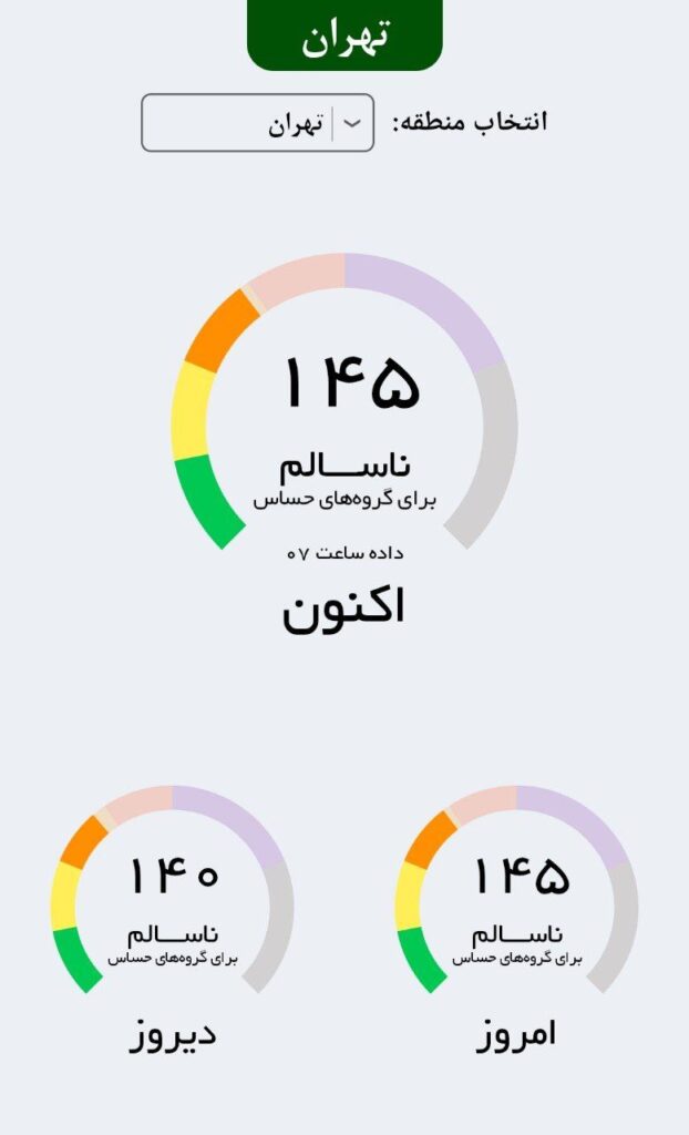 هوای تهران آلوده و در وضعیت نارنجی