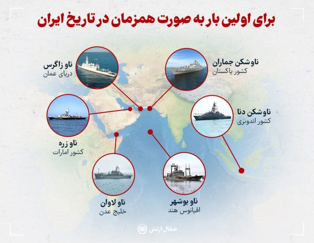 حضور شش ناو ایرانی همزمان در آب‌های بین‌المللی