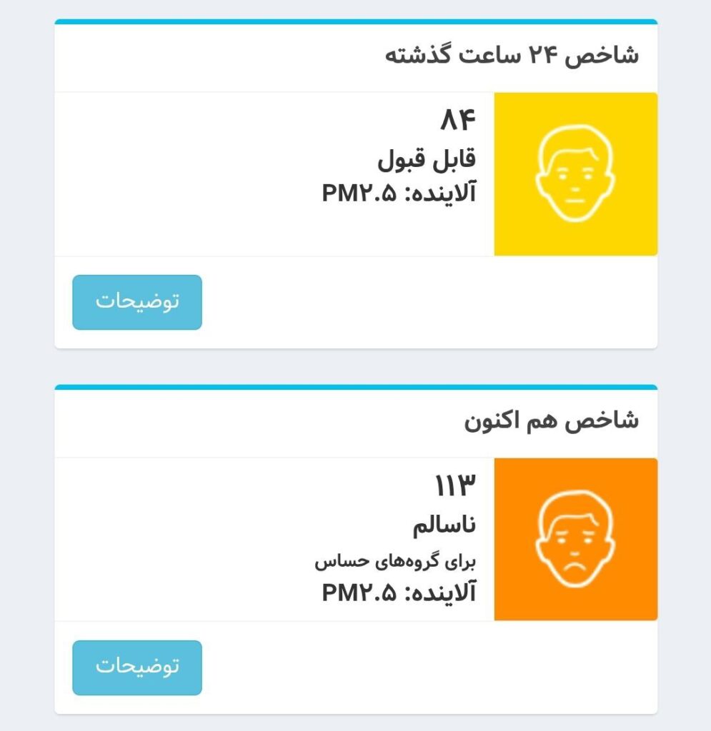 کیفیت هوای تهران