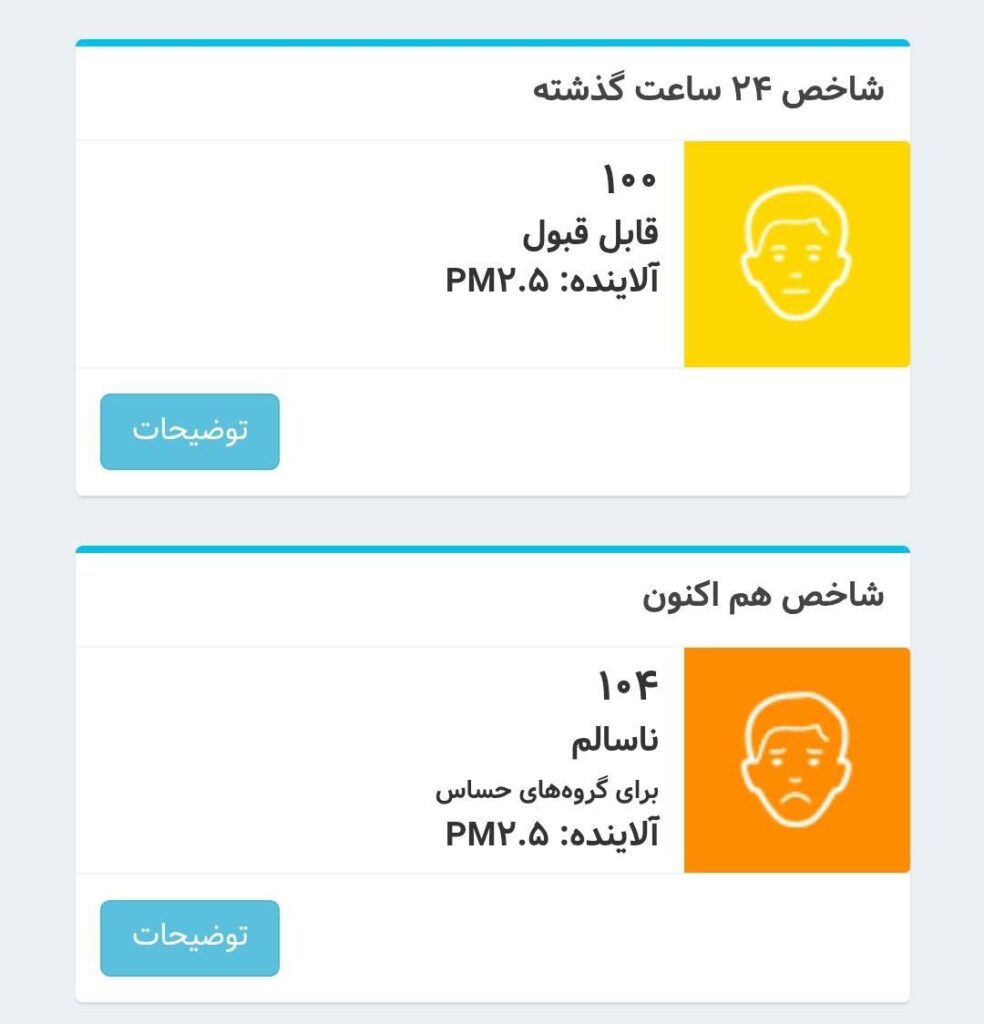 کیفیت هوای تهران ناسالم  