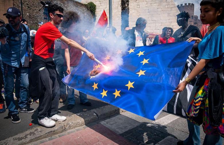 تظاهرات جنبش ضدفاشیست حامی فلسطین در پایتخت ایتالیا