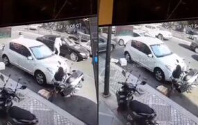 قاپیدن زنجیر طلای زن جوان از داخل ماشین