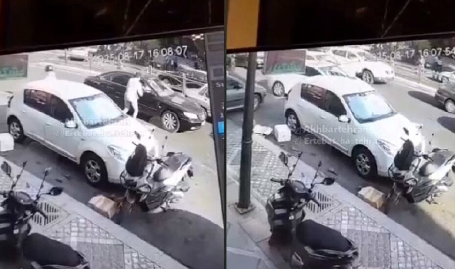 قاپیدن زنجیر طلای زن جوان از داخل ماشین/ فیلم قاپیدن زنجیر طلای زن جوان از داخل ماشین