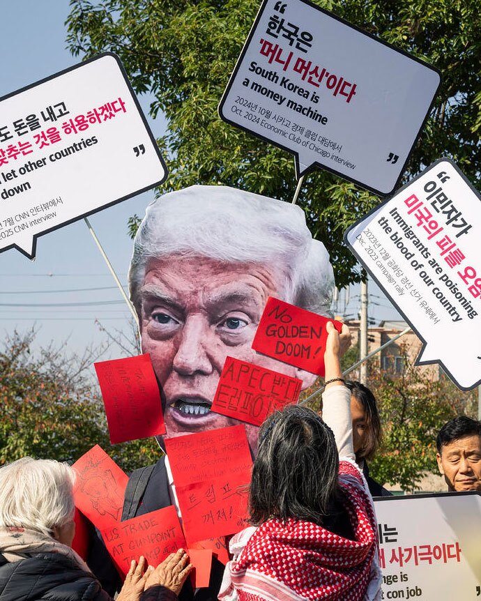 اعتراضات به سفر ترامپ به کره جنوبی