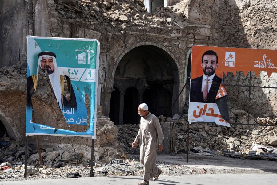 آسیب زدن به بنرهای تبلیغاتی نامزدهای انتخابات پارلمانی عراق